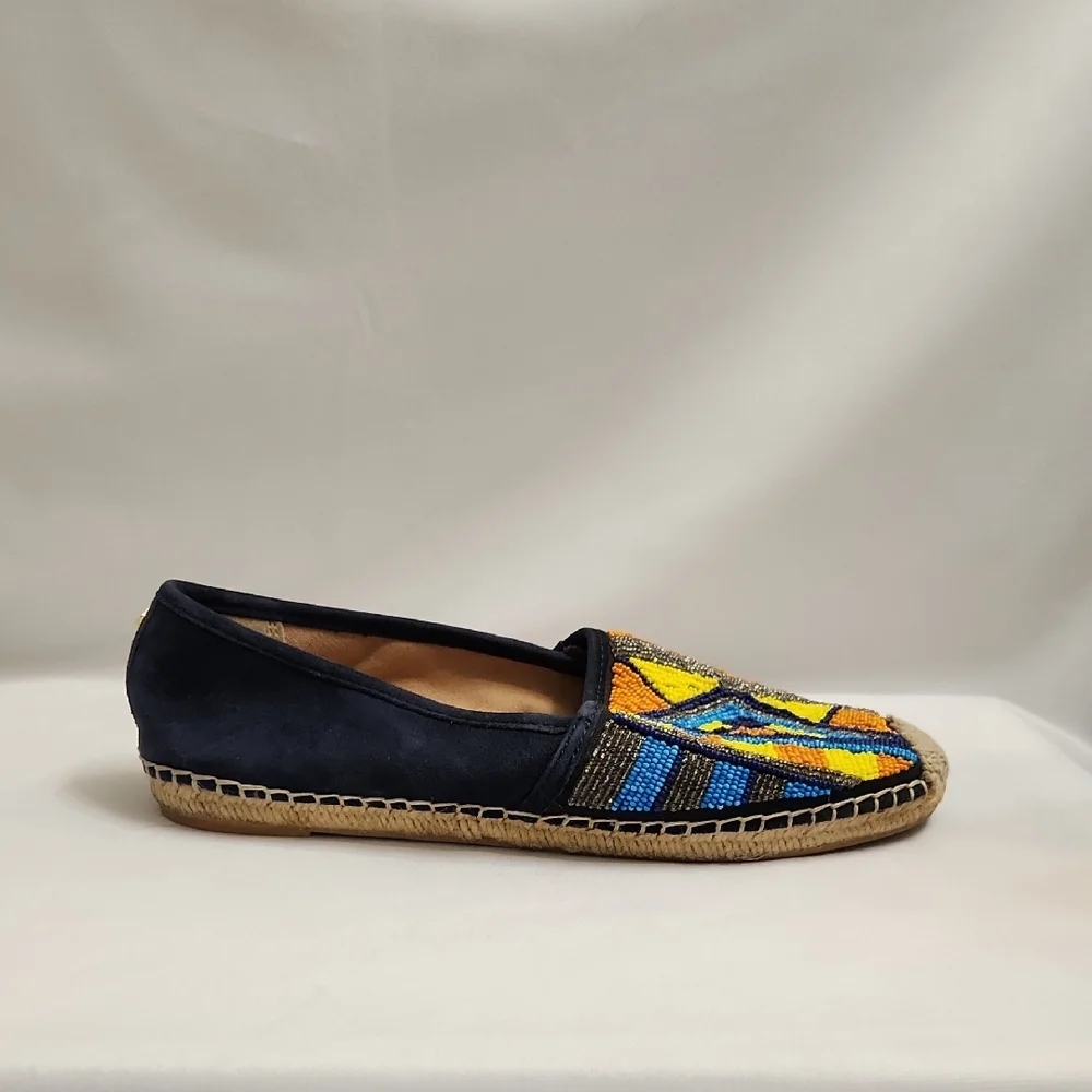 Sam Edelman Maris Colorful Beaded Aztec Tribal Suede Espadrilles (W Size 7.5)